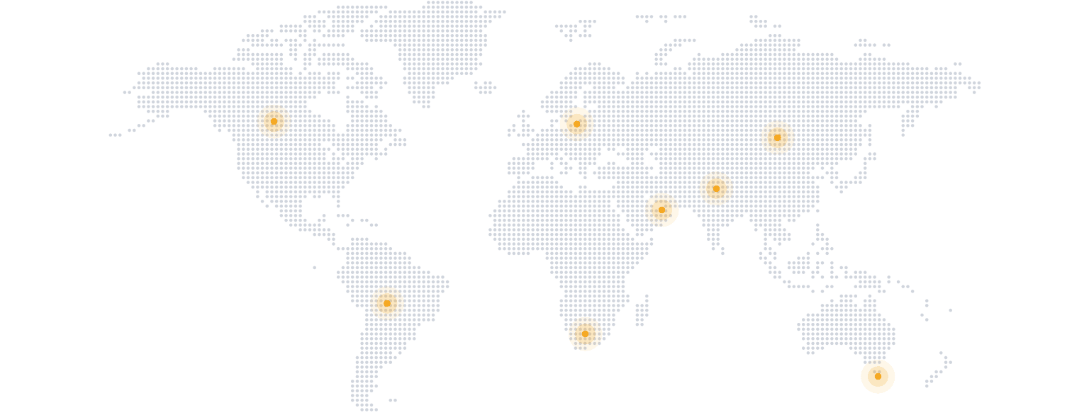 Global map showing worldwide reach