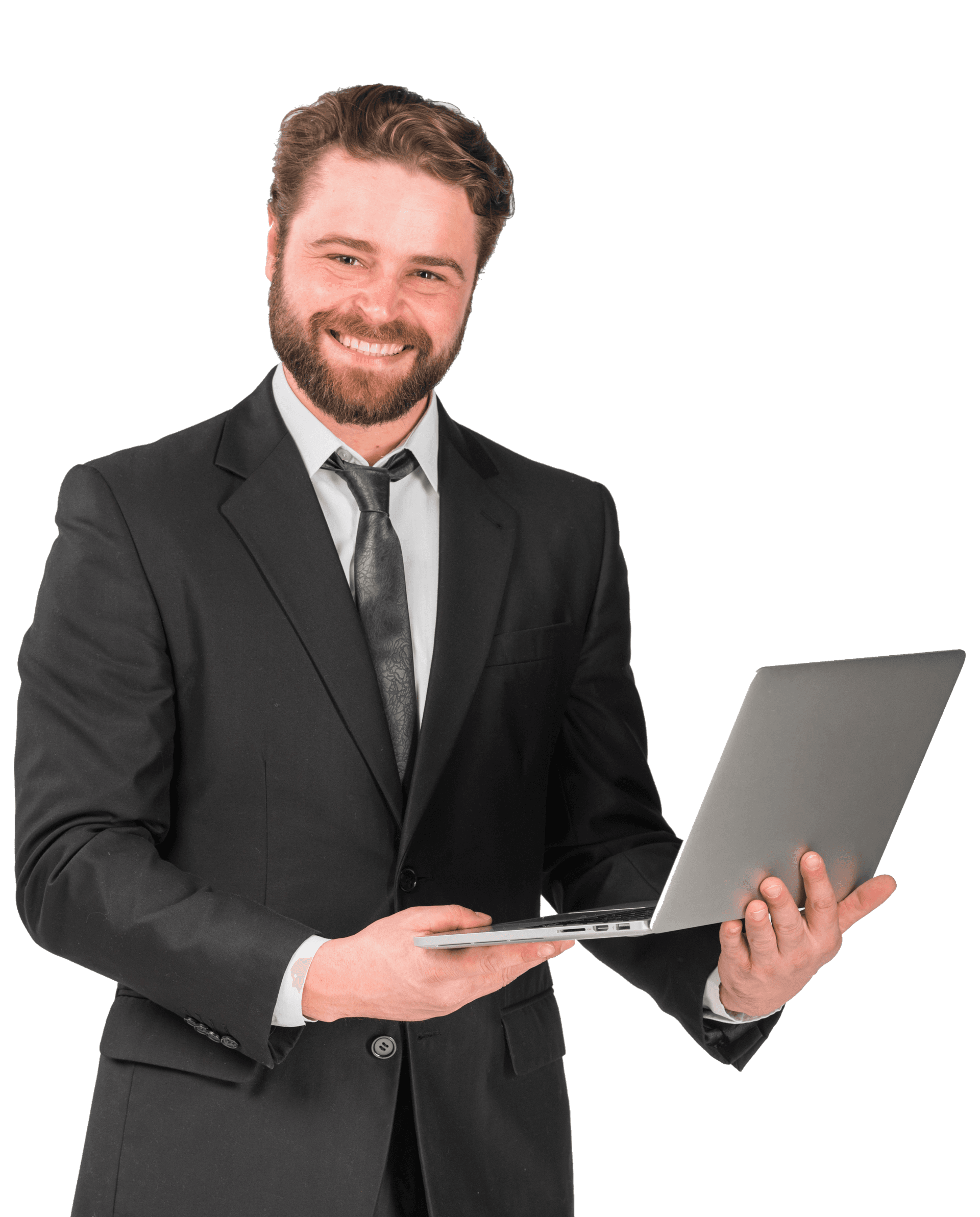 Professional businessman with laptop